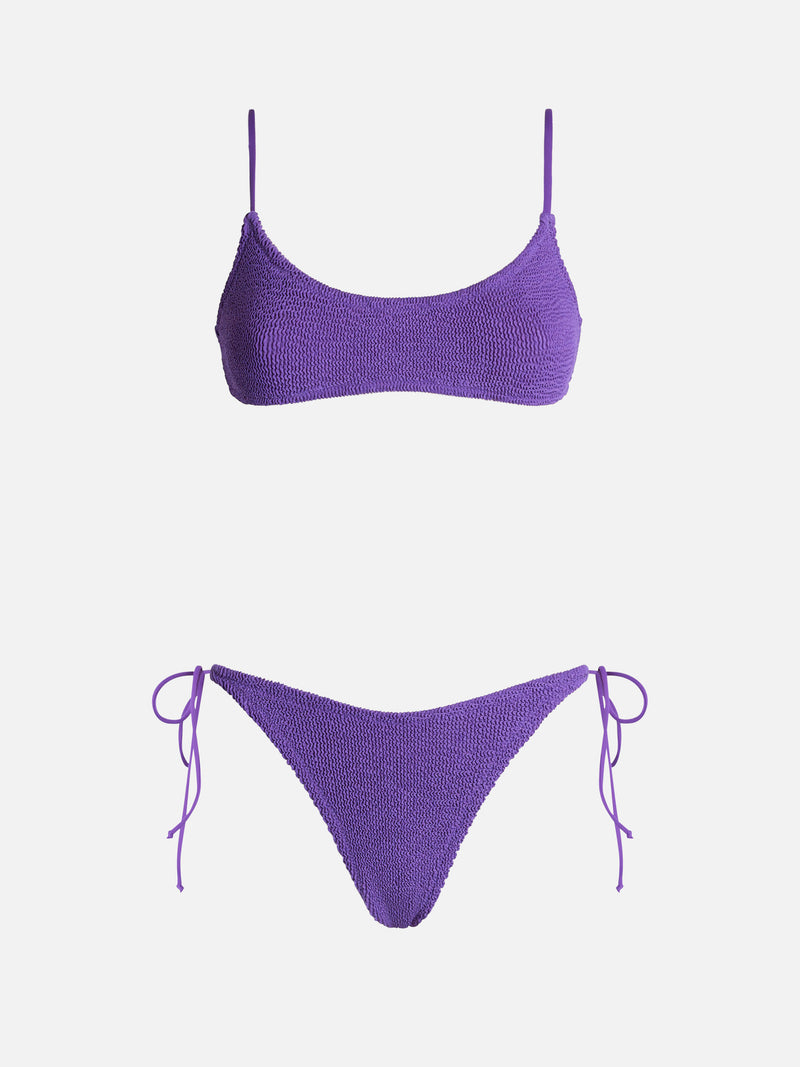 Woman purple crinkle bralette bikini Judy Norah