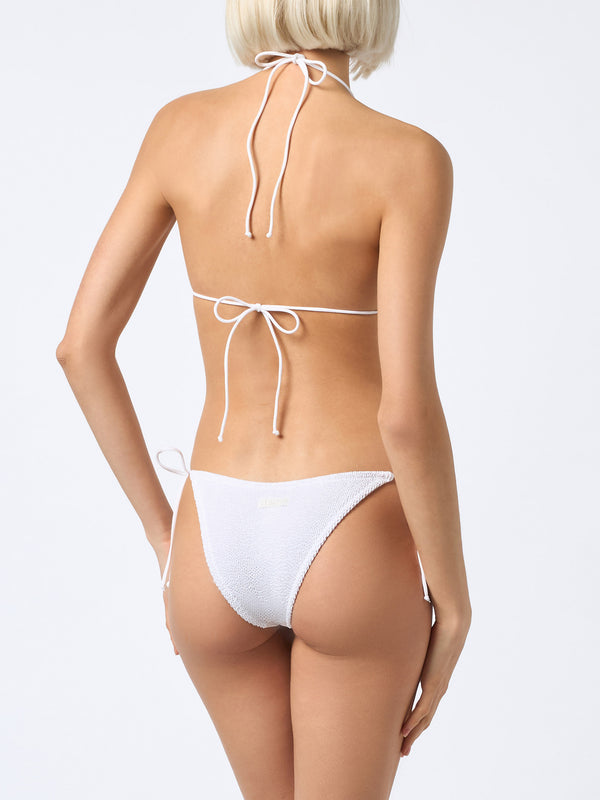Weißer Crinkle-Triangel-Bikini für Damen Leah Marielle