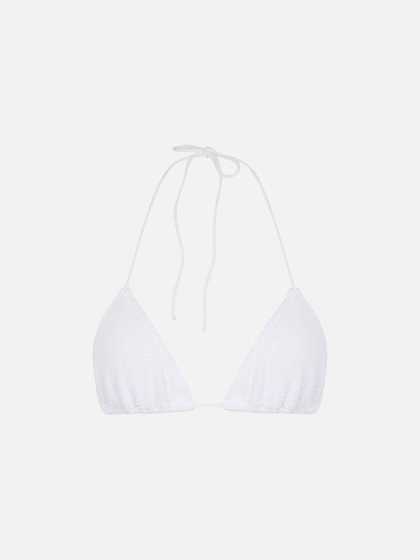 Weißer Crinkle-Triangel-Top-Badeanzug Leah für Damen