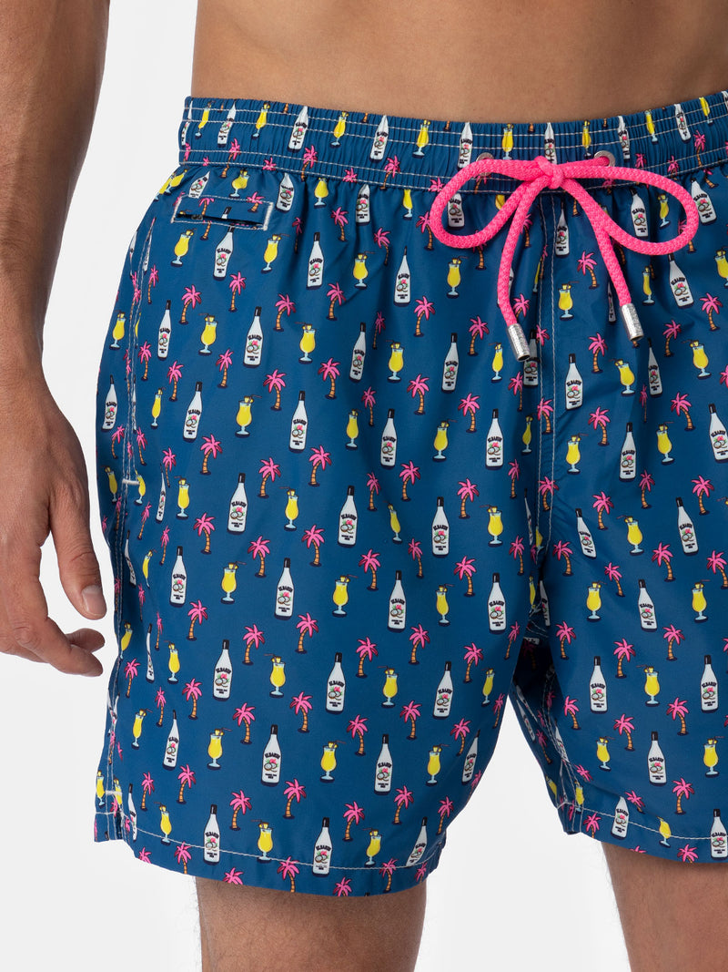 Man lightweight fabric swim-shorts Lighting Micro Fantasy with cocktail print