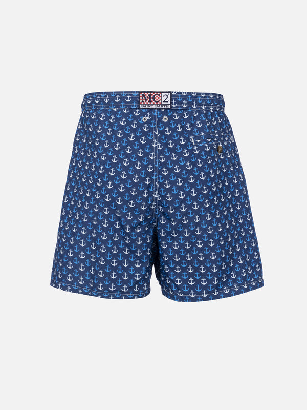 Man lightweight fabric swim-shorts Lighting Micro Fantasy with anchor print