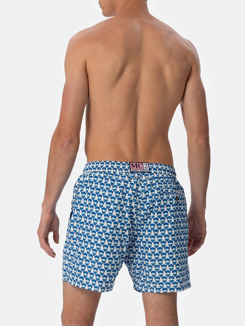Man lightweight fabric swim-shorts Lighting Micro Fantasy with crab print