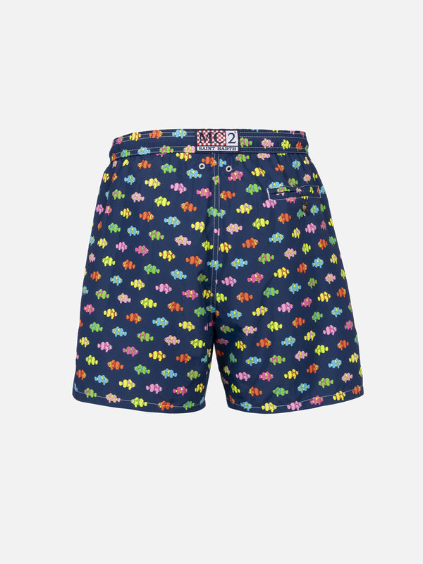 Man lightweight fabric swim-shorts Lighting Micro Fantasy with clownfishes print