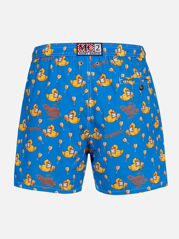 Man lightweight fabric swim-shorts Lighting Micro Fantasy with ducky Cryptopuppets print | CRYPTOPUPPETS SPECIAL EDITION