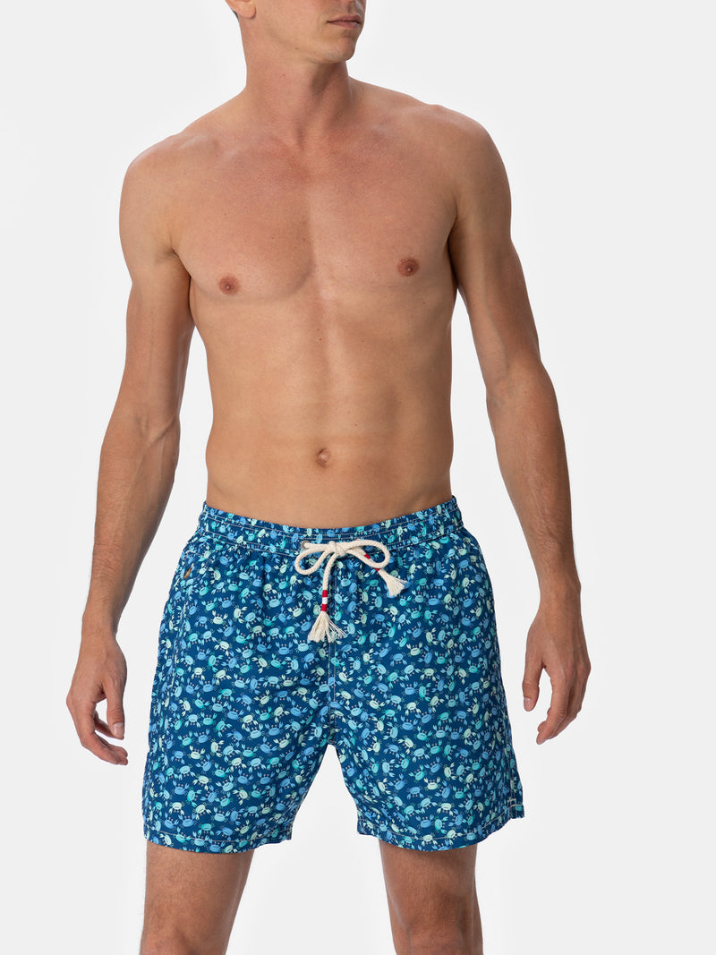 Man lightweight fabric swim-shorts Lighting 70 with crabs print
