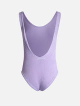Woman lilac crinkle one piece swimsuit Lora