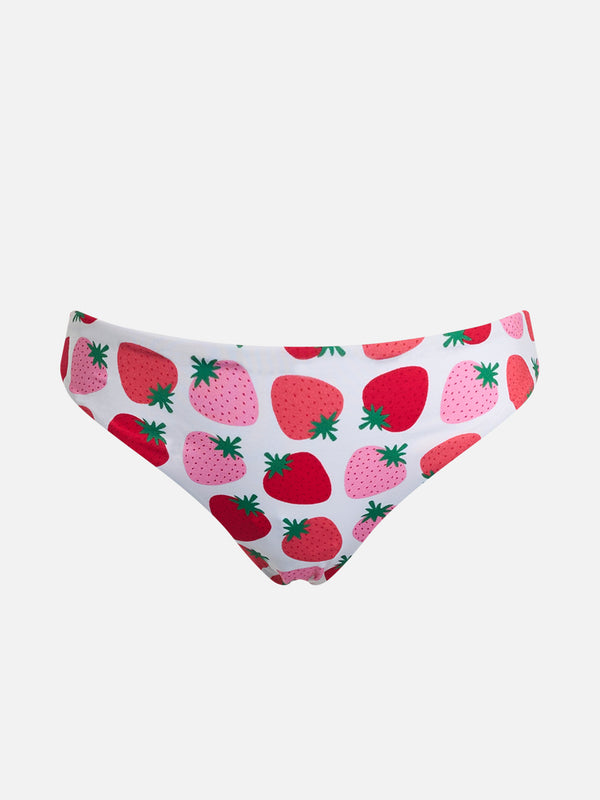 Girl swim briefs Madame with bow and strawberry print