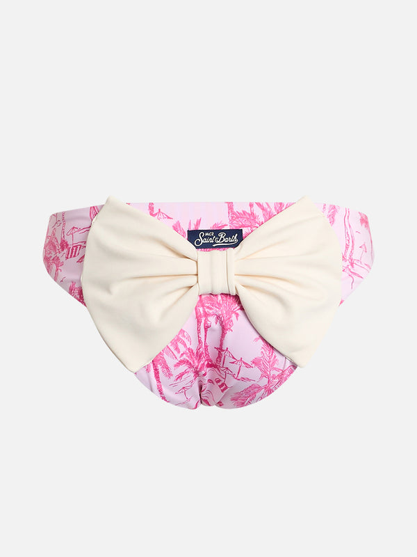 Girl swim briefs Madame with bow and toile de jouy print