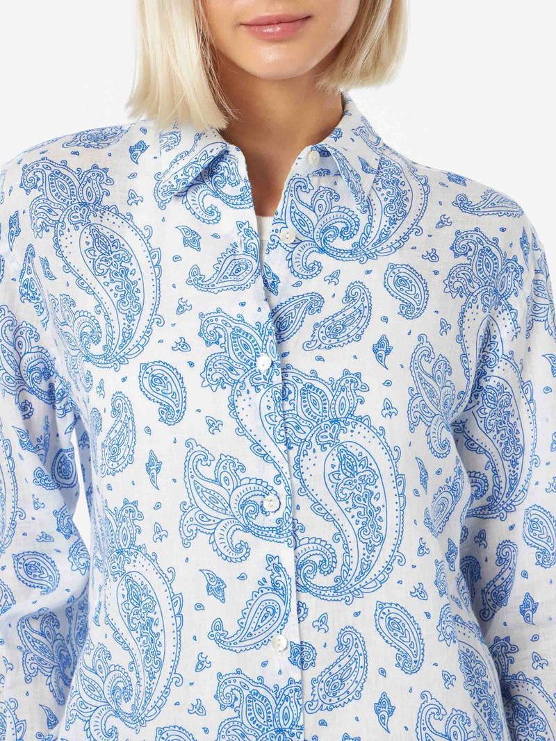 Woman paisley linen classic shirt Meredith