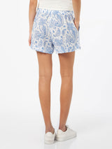 Woman paisley linen pull up shorts Meave