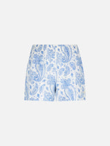 Meave Damen-Pullover-Shorts aus Leinen mit Paisley-Muster