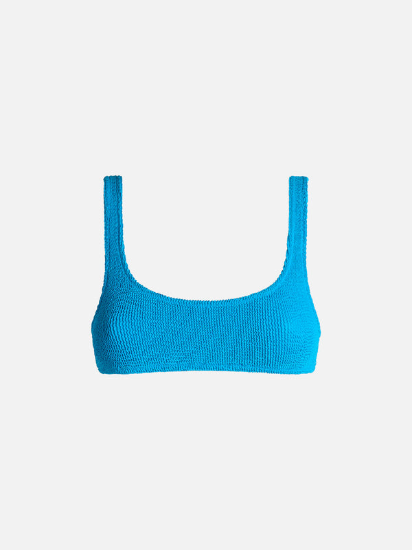 Woman turquoise classic crinkle bralette Naima