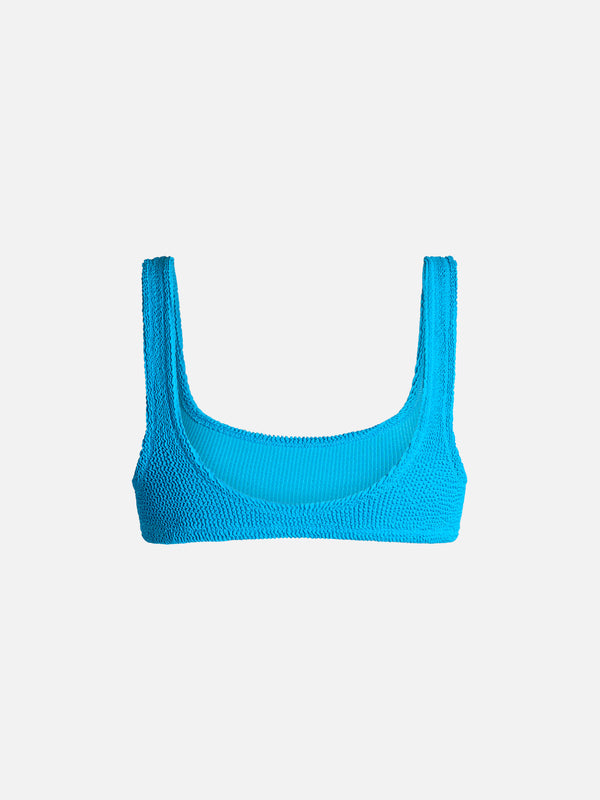Woman turquoise classic crinkle bralette Naima