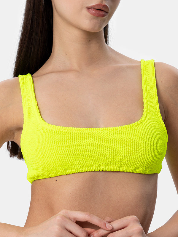 Woman fluo yellow classic crinkle bralette Naima