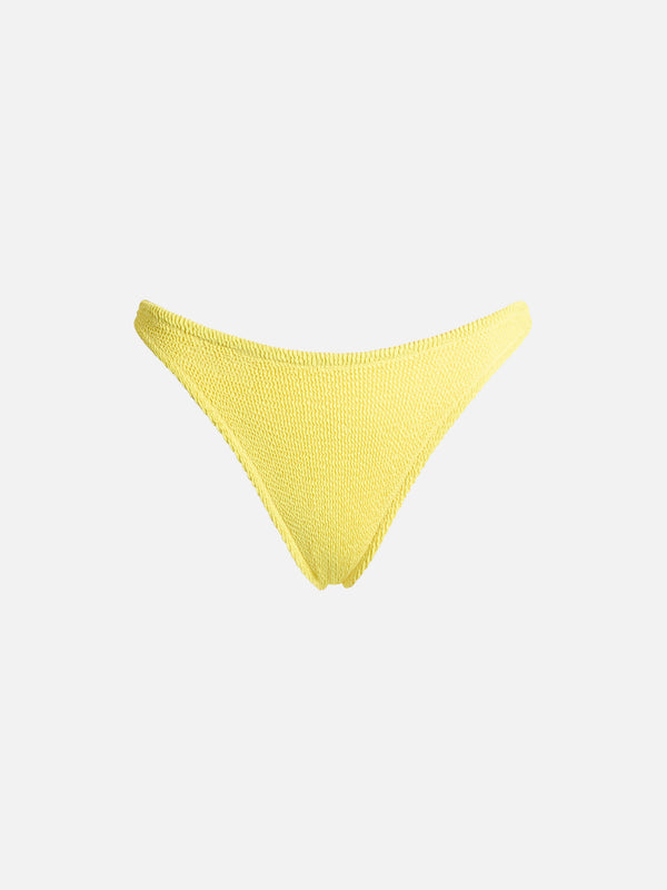Gelbe Cheeky-Badehose für Damen Naomi in Crinkle-Optik