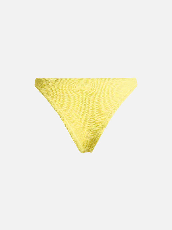 Gelbe Cheeky-Badehose für Damen Naomi in Crinkle-Optik