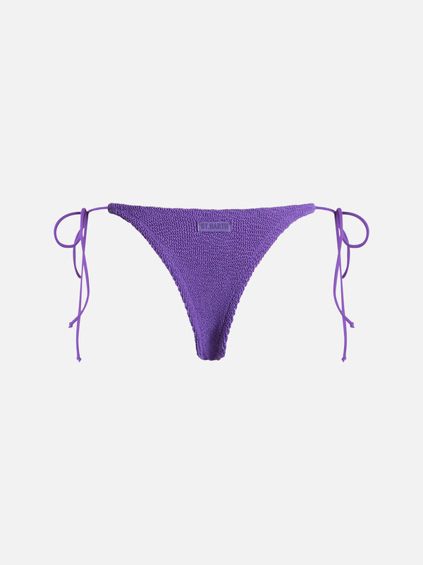 Woman purple crinkle cheekiest swim briefs Norah