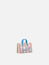 Pink striped cotton canvas Phone Bag