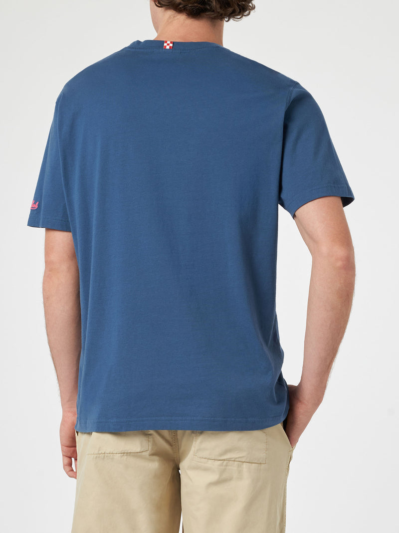 Man classic fit cotton jersey t-shirt Portofino with Domani smetto embroidery