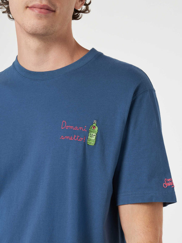Man classic fit cotton jersey t-shirt Portofino with Domani smetto embroidery