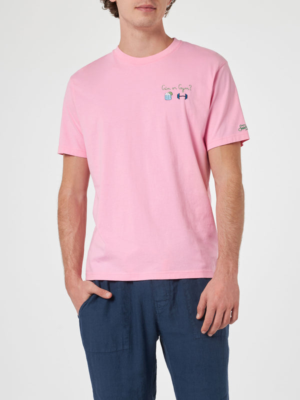 Klassisches Herren-T-Shirt aus Baumwolljersey „Portofino“ mit „Gin“- oder „Gym“-Stickerei