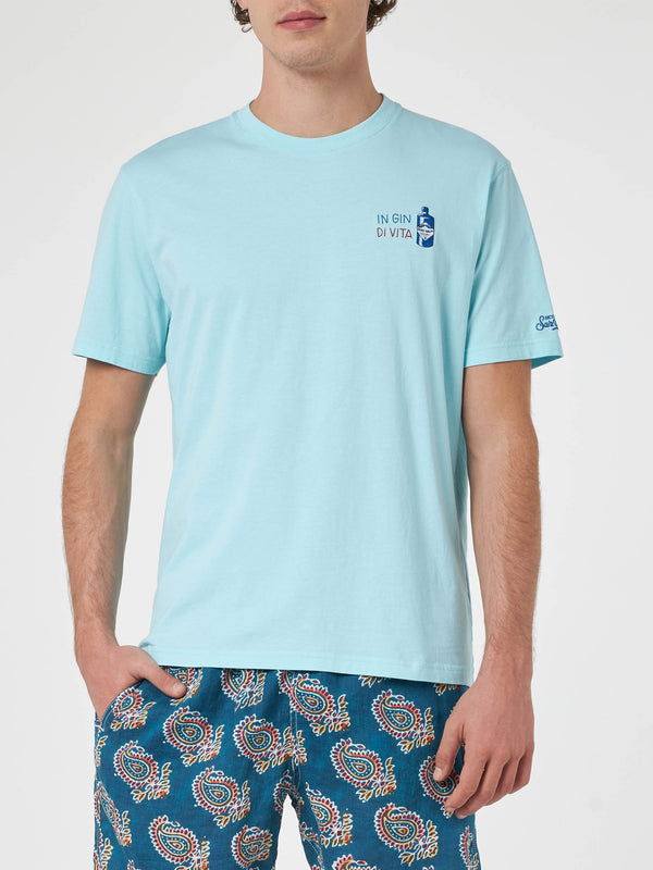 Man classic fit cotton jersey t-shirt Portofino with In Gin di vita embroidery | INSULTI LUMINOSI SPECIAL EDITION