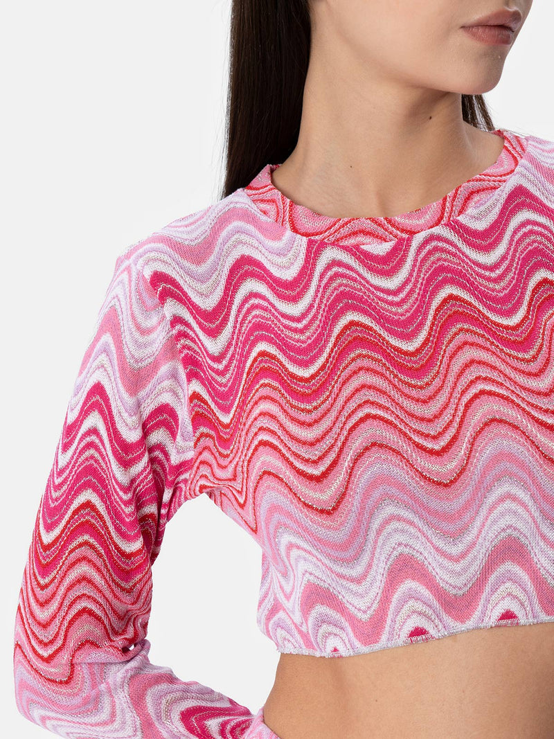 Woman raschel knit cropped t-shirt Siviglia