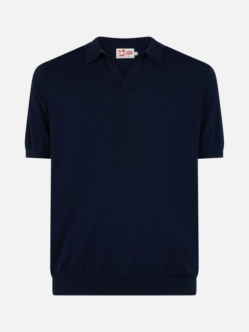 Marineblaues Strick-Poloshirt für Herren von Sloan