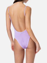 Woman lilac crinkle one piece swimsuit Susanne
