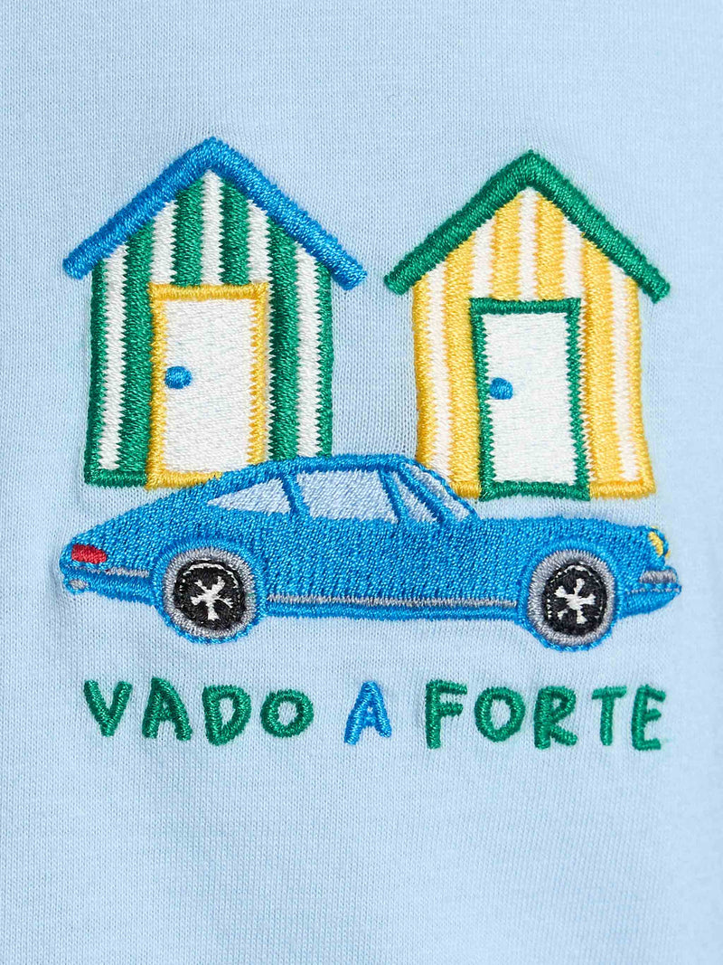 Boy cotton t-shirt with Vado a Forte embroidery