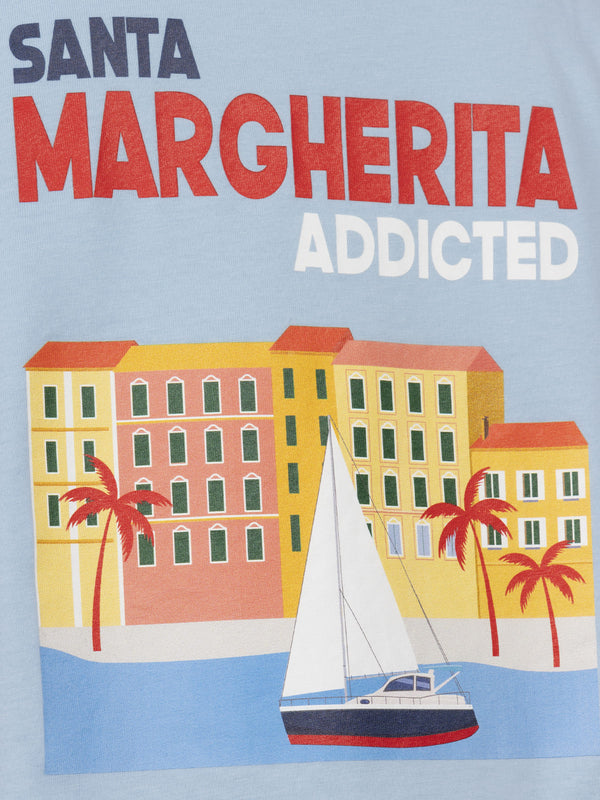 T-shirt da bambino in cotone con stampa di cartoline Santa Margherita addicted