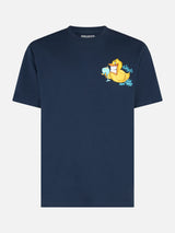Man cotton t-shirt with Cryptopuppets Ducky Gin front and back placed print | CRYPTOPUPPETS SPECIAL EDITION
