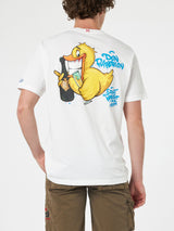 Man cotton t-shirt with Cryptopuppets Ducky Bollicine front and back placed print | CRYPTOPUPPETS SPECIAL EDITION