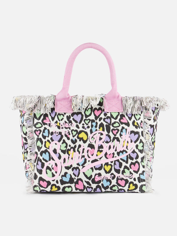 Animalier hearted cotton canvas Vanity tote bag