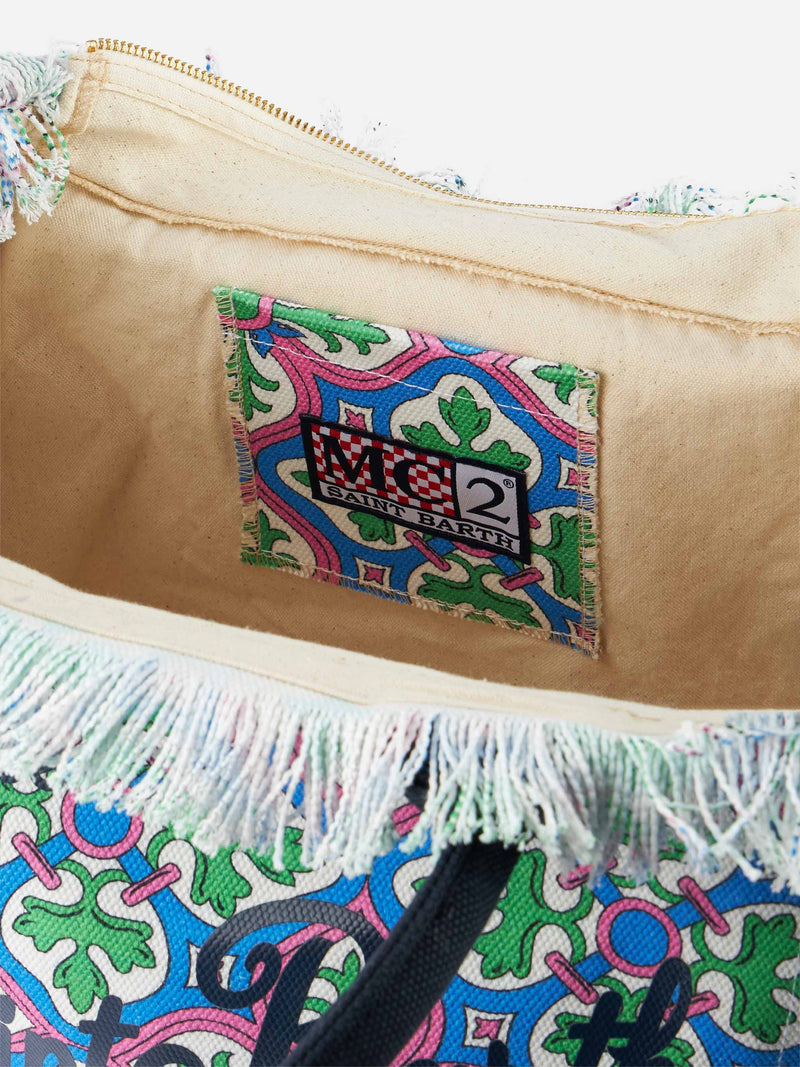 Maiolica cotton canvas Vanity tote bag