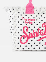 Polka dots cotton canvas Vanity tote bag