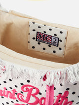 Polka dots cotton canvas Vanity tote bag