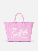 Rosa Frottee-Einkaufstasche mit geprägtem Vanity Sponge