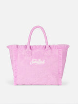 Rosa Frottee-Einkaufstasche mit geprägtem Vanity Sponge