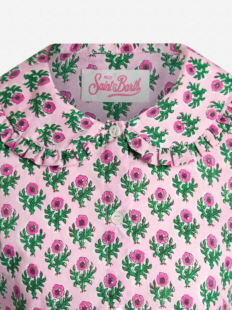Girl boxy shirt Violan Jr with flower print