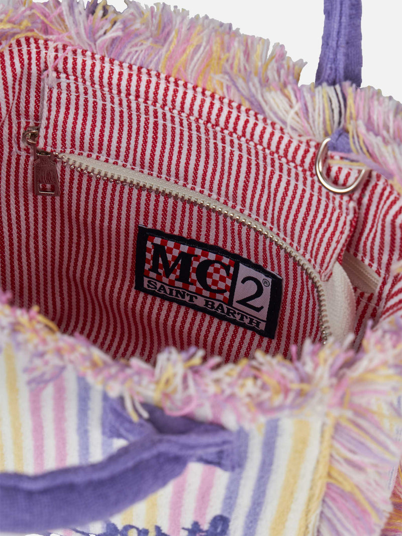Striped terry embossed Mini Vanity bag