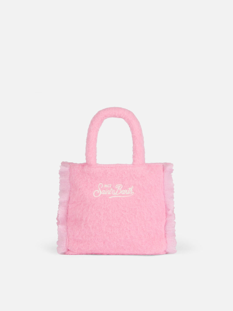 Borsa Wooly Mini Vanity rosa con frange