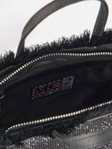 Mini-Vanity-Tasche mit Fransen und schwarzen Strasssteinen