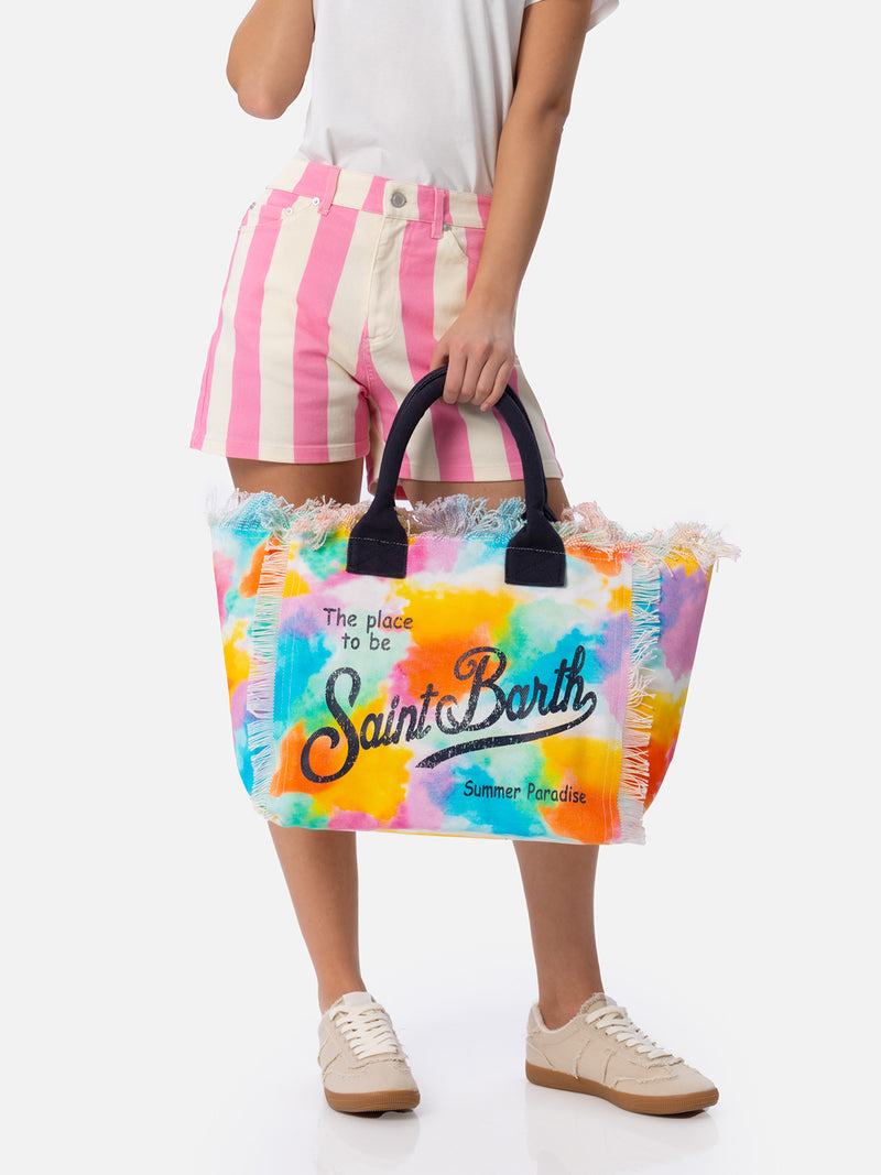 Cotton canvas Vanity tote bag with watercolor print