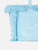 Vanity light blue shoulder bag with embossed logo