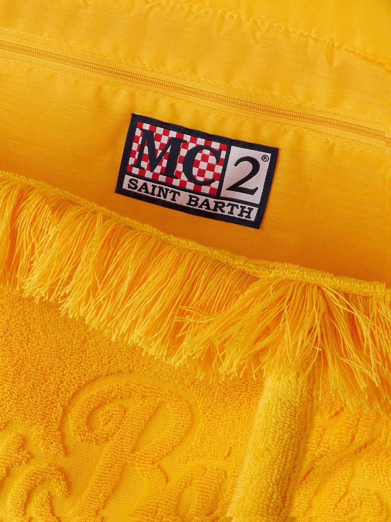 Vanity yellow terry shoulder bag with embossed logo