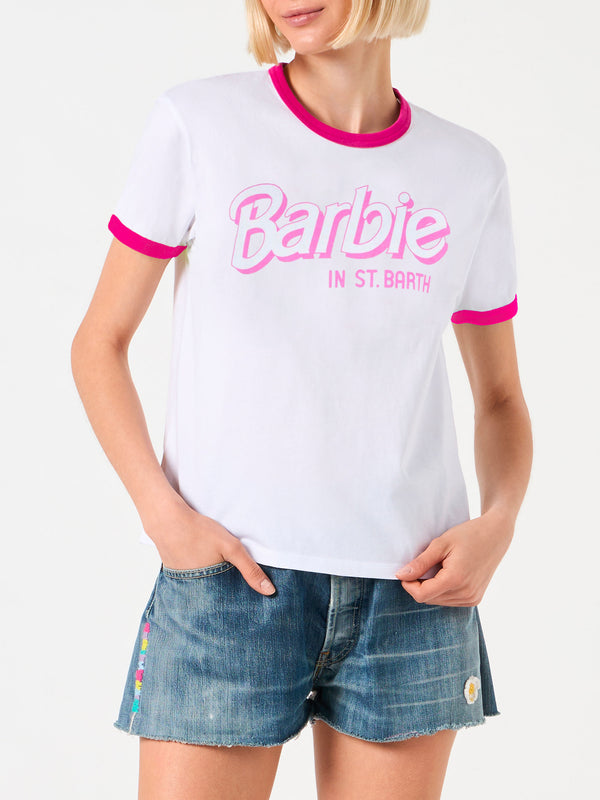 Woman cotton t-shirt with Barbie in St. Barth print | BARBIE SPECIAL EDITION