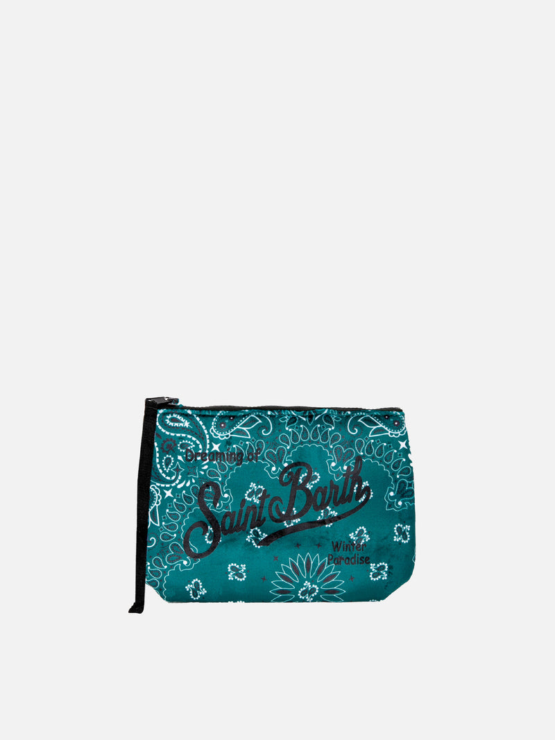 Aline wooly pochette with green bandanna print