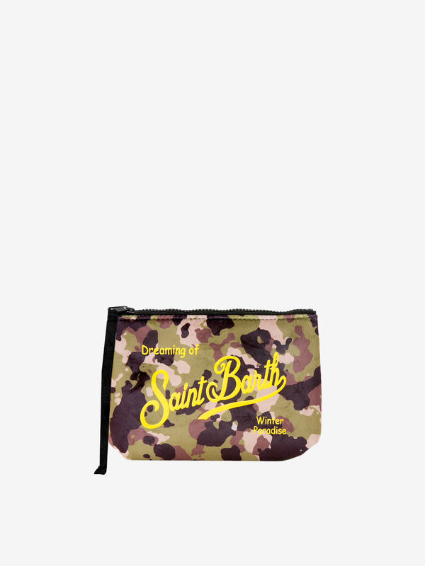 Aline wooly pochette with camouflage print