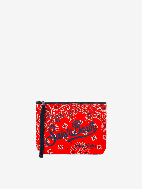 Aline wooly pochette with red bandanna print